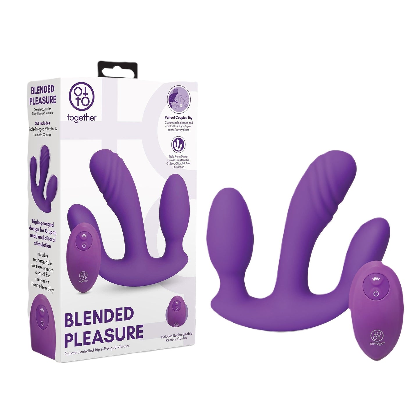 Together Toy Blended Pleasure – Remote-Controlled Triple-Pronged Vibrator