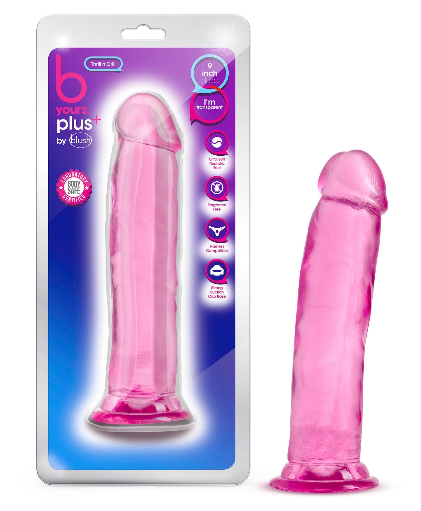 B Yours Plus Thill N' Drill (Pink) – 8.5" Soft Realistic Dildo