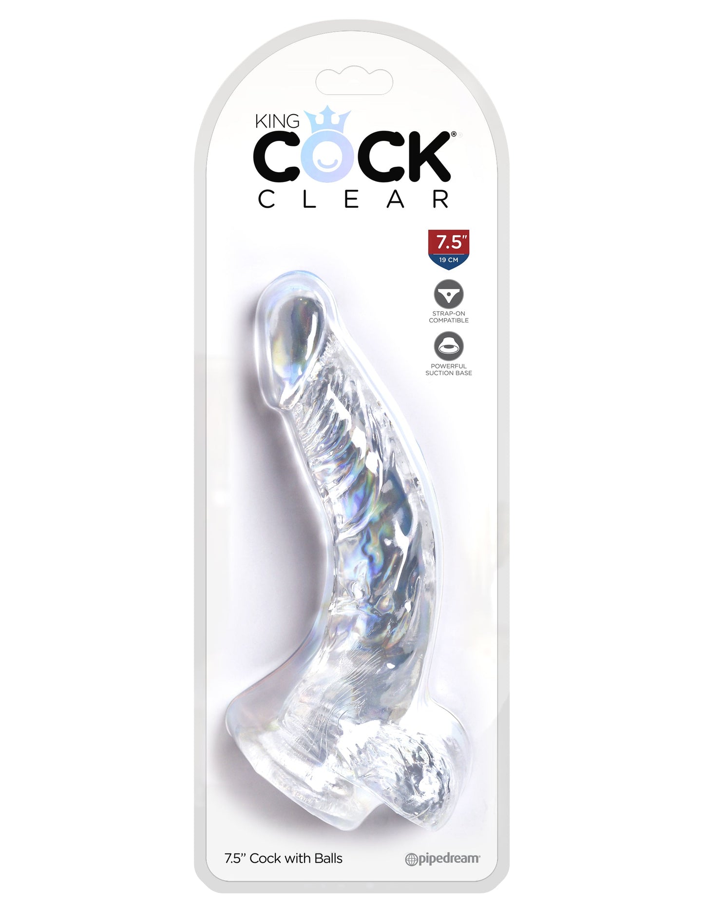 King Cock Clear 7.5 Inch Realistic Dildo With Balls – Transparent Realistic Dildo 7.5 Inch