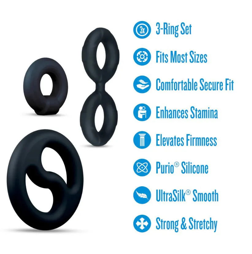 Performance Plus Throttle (Black) – Versatile 3-Ring Set Cock and Ball Stretcher