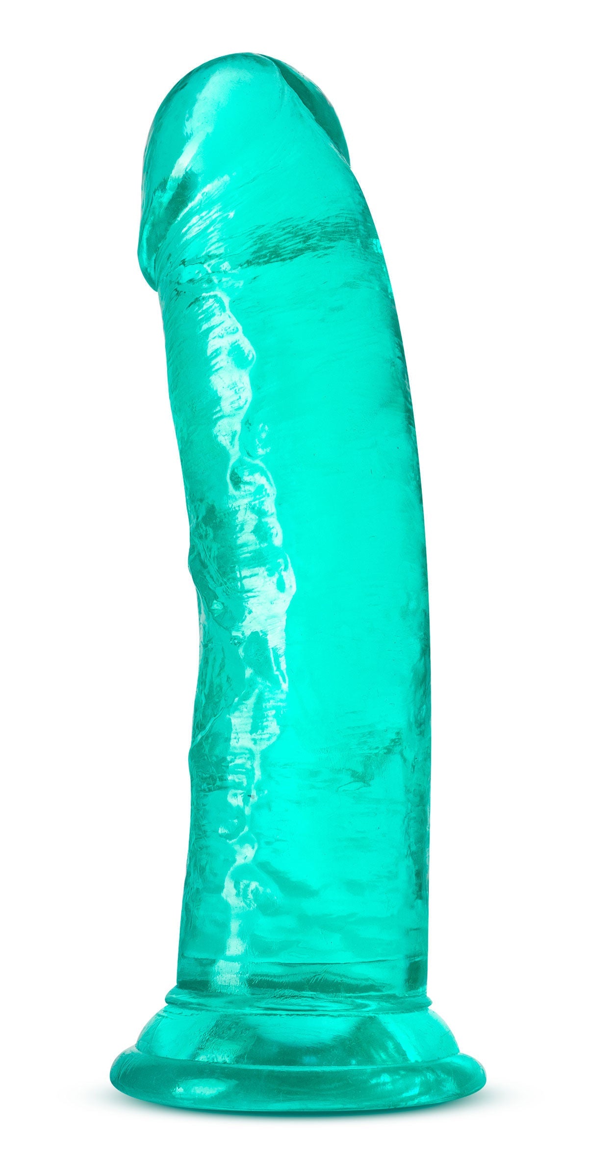 B Yours Plus Roar N Ride (Teal) – Soft Crystal Dildo 8 Inch with Suction Cup Base