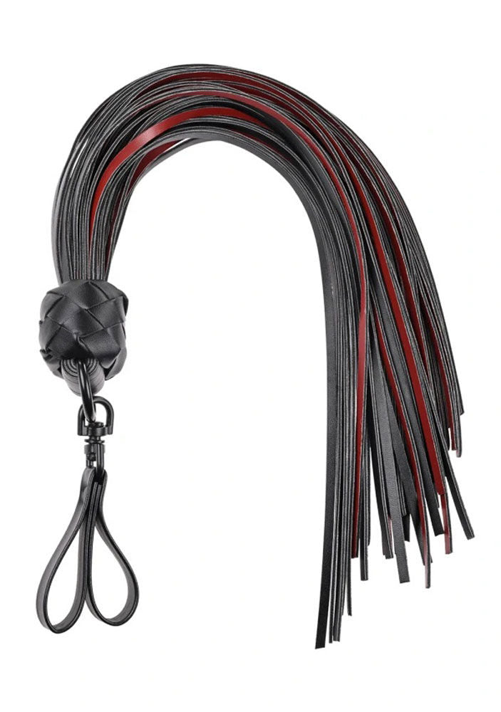 Saffron Finger Flogger (Black/Red) – Luxury Faux Leather Sensory Accessory