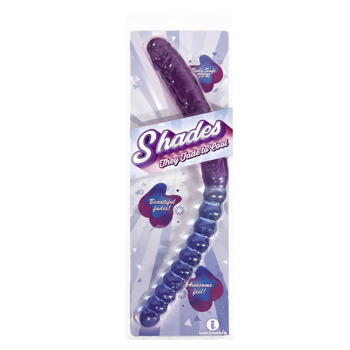 Shade (Violet and Blue) – 17 Inch Double Dong with Beaded and Girthy Sides Dildo