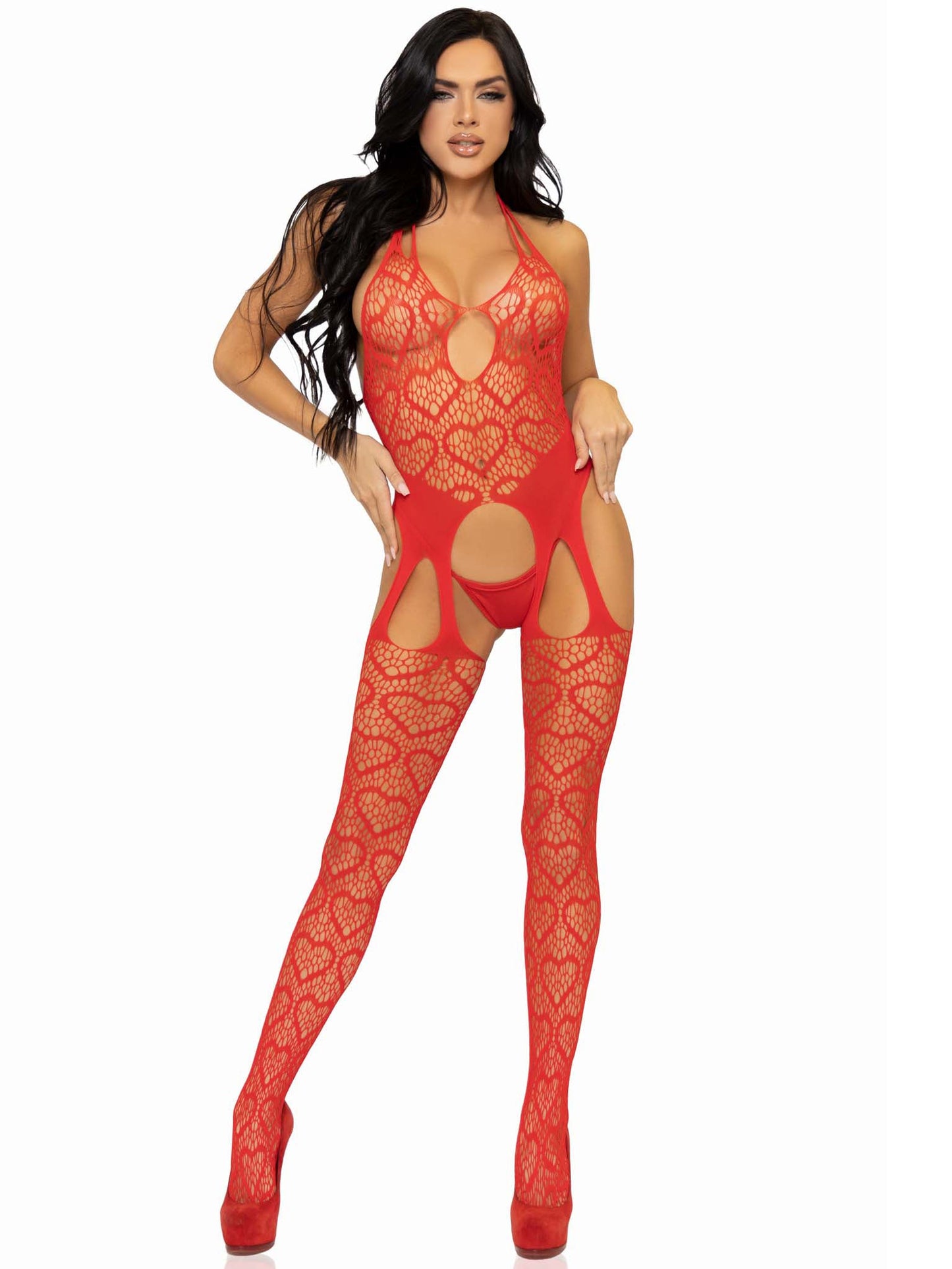 Leg Avenue Net Suspender Body (Red) – Lingerie