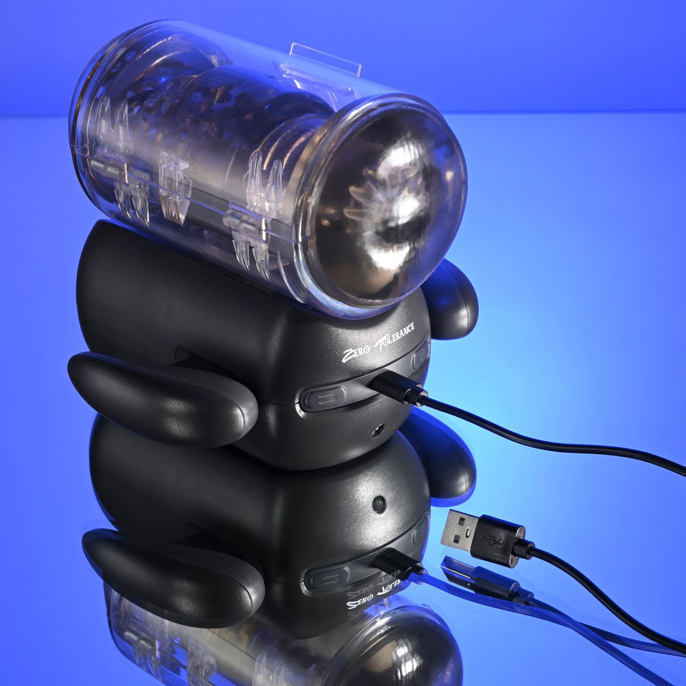 Zero Tolerance Hold Me Tight – USB Rechargeable Vibrating Heated Auto Stroker with Phone Holder