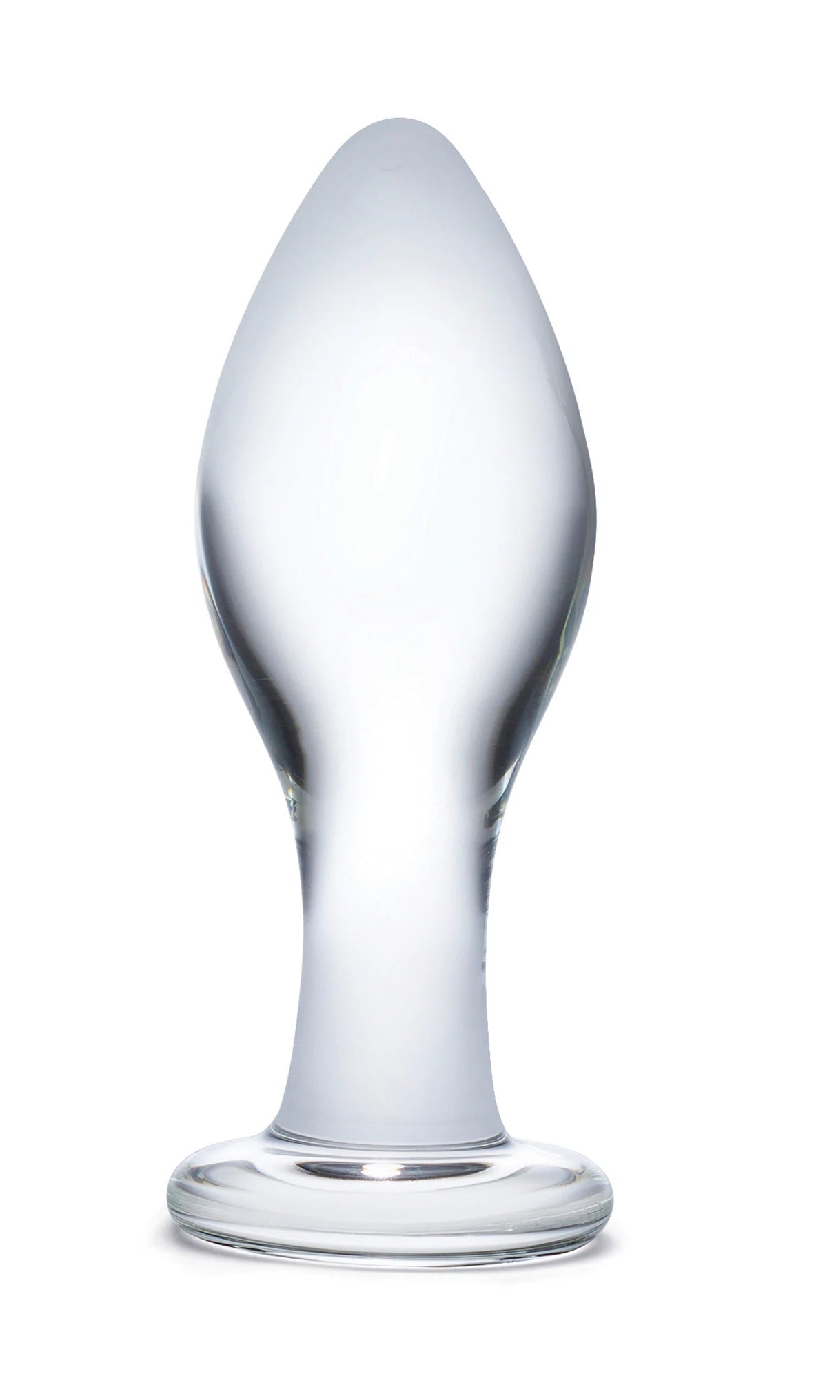 Glas 4 Inch Classic Clear Glass Butt Plug with Flared Base