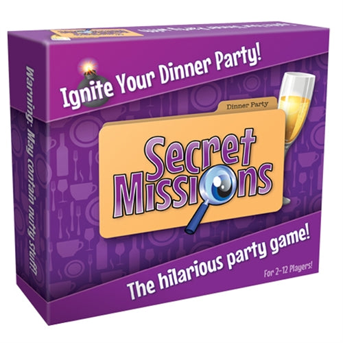 Secret Missions Dinner Party Game with 12 Secret Mission Badges and Metal Clip Badges
