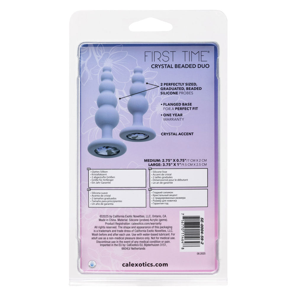 First Time Crystal Beaded Duo (Purple) – Beginner Beaded Anal Probe Set