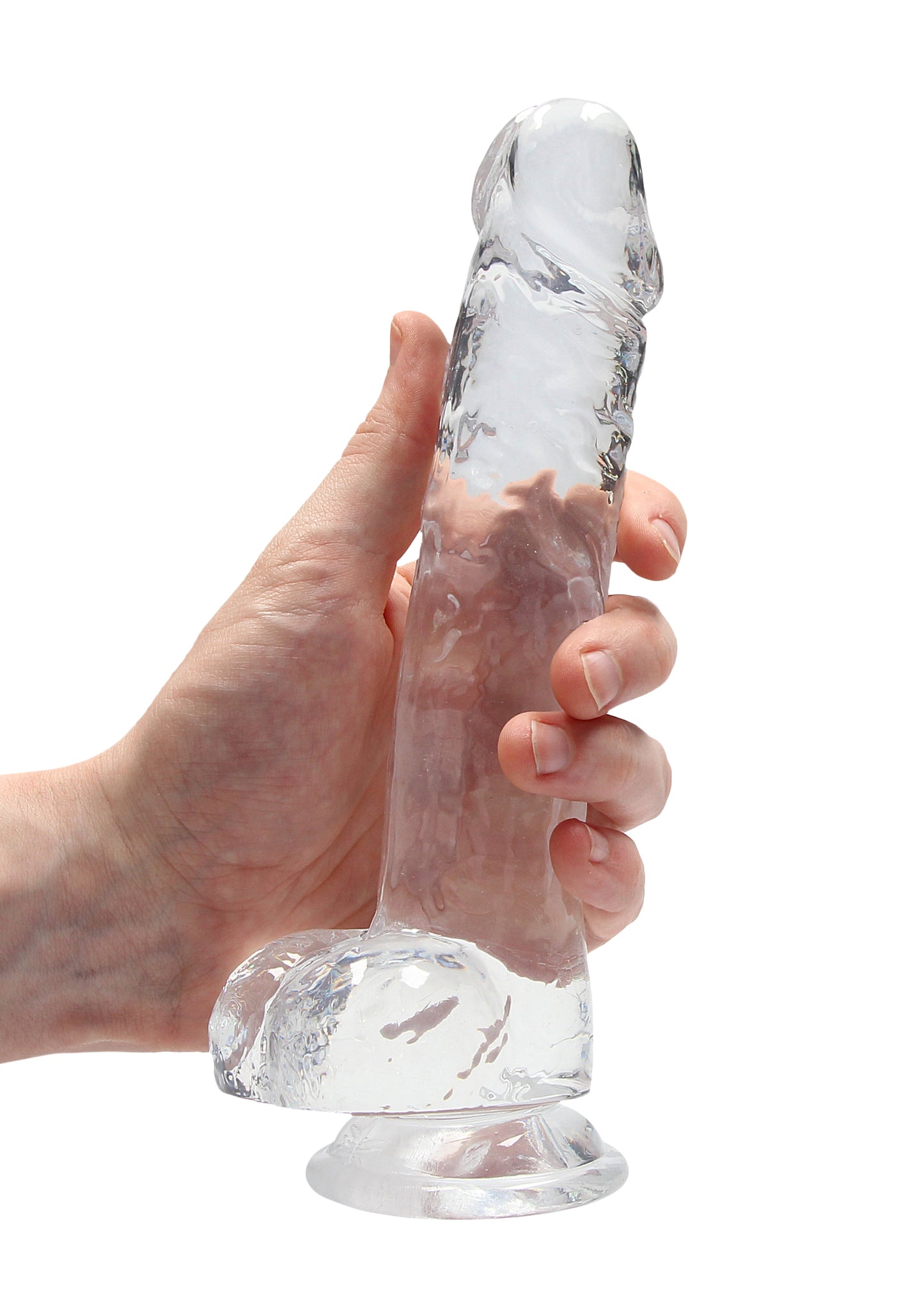 REALROCK Crystal Clear 8 Inch Realistic Dildo with Balls – Body-Safe Dildo
