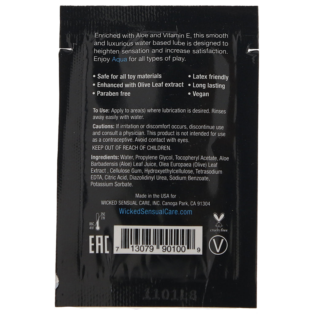 Aqua Fragrance Free Water Based Lube .10oz/3ml Lubes and Lotions > Water Based Sex Lubes