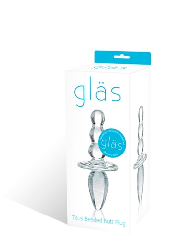 Glas 4.5" Titus Clear Handblown Glass Beaded Butt Plug Dual Ended