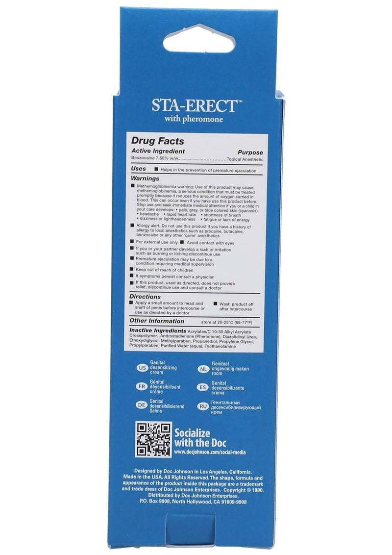 Doc Johnson Sta-Erect – Odourless Delay Cream for Men 56g