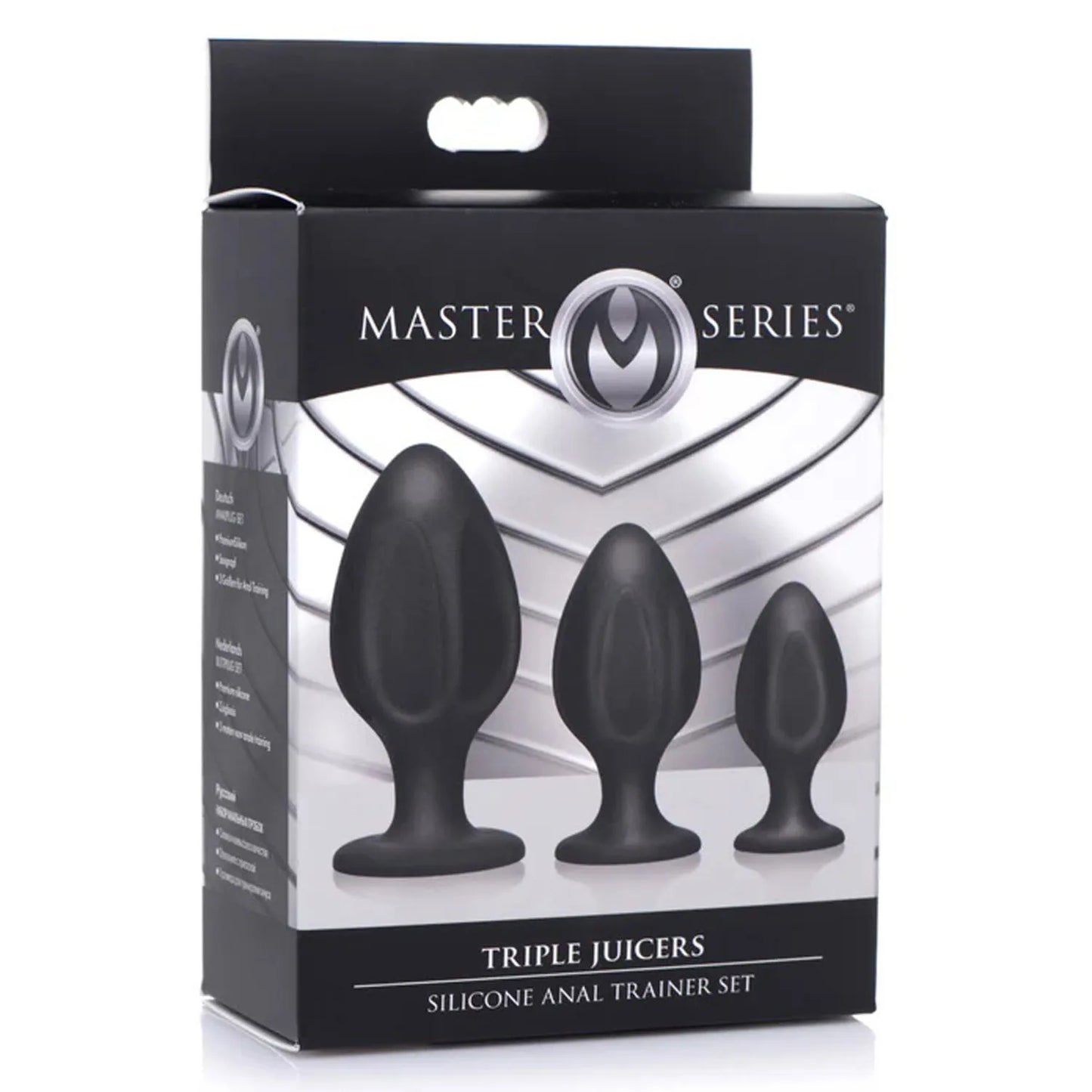 Triple Juicers (Black) – Silicone Anal Trainer Set with Suction Base