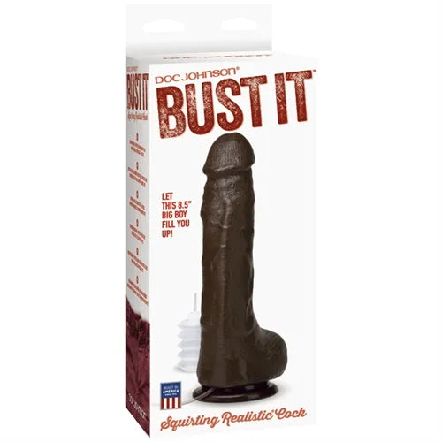 Bust It Realistic Cock (Black) – 8.5 Inch Squirting Vibrator