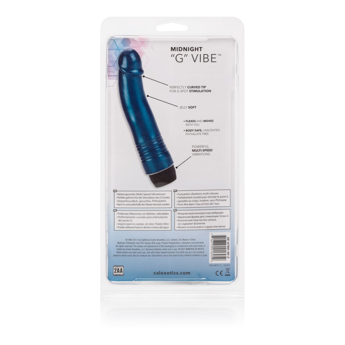 Midnight G Spot Vibrator 6.75 Inch Soft Flexible Jelly Toy