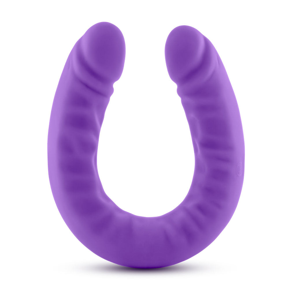 Ruse Silicone Slim 18in Purple Double Dong Dildo 1.5in Wide
