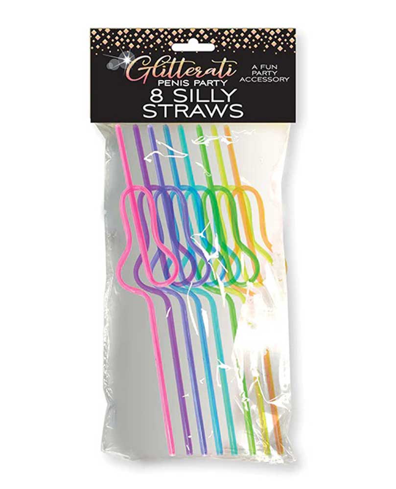 Glitterati Penis Silly Straws Set of 8 Reusable Party Straws