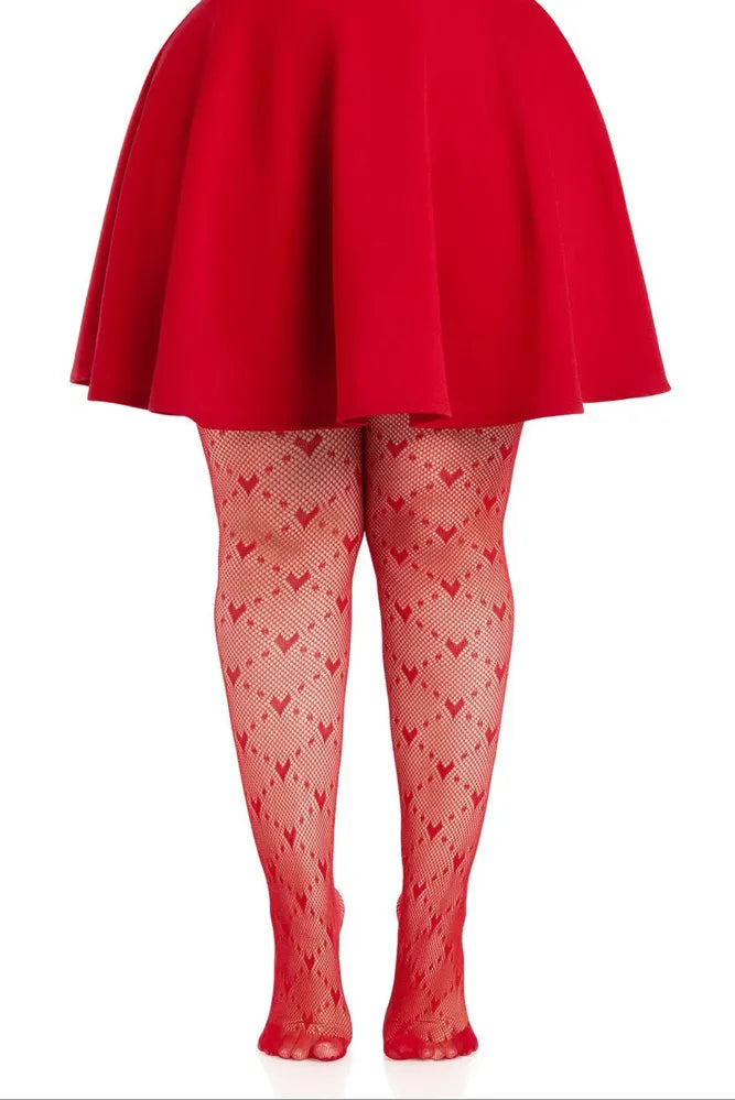 Plus Valentina Heart Net Tights – Plus Size Hosiery