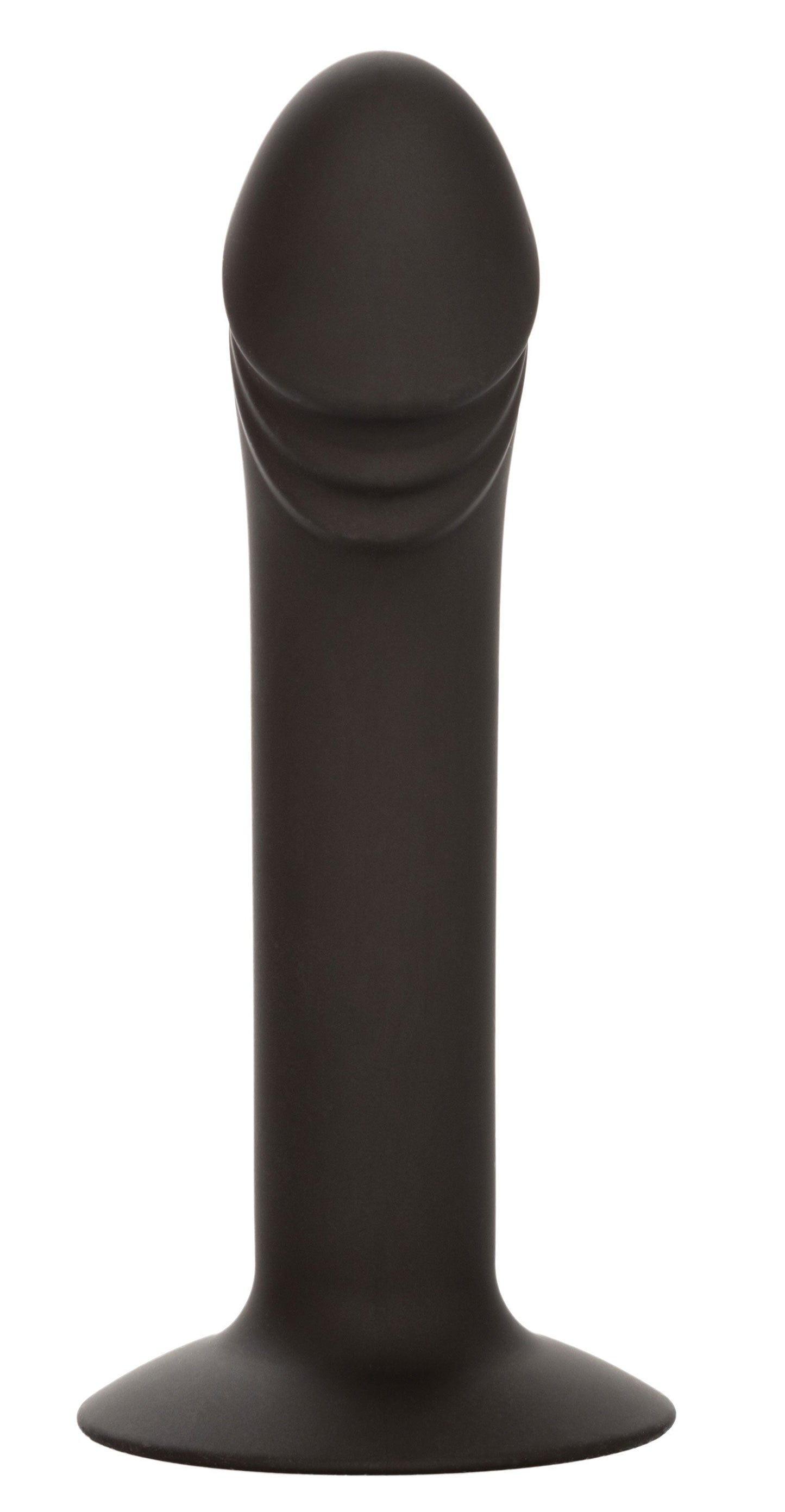 CalExotics Silicone Curved Anal Stud Black Smooth Silicone with Suction Cup Base 5 Inch