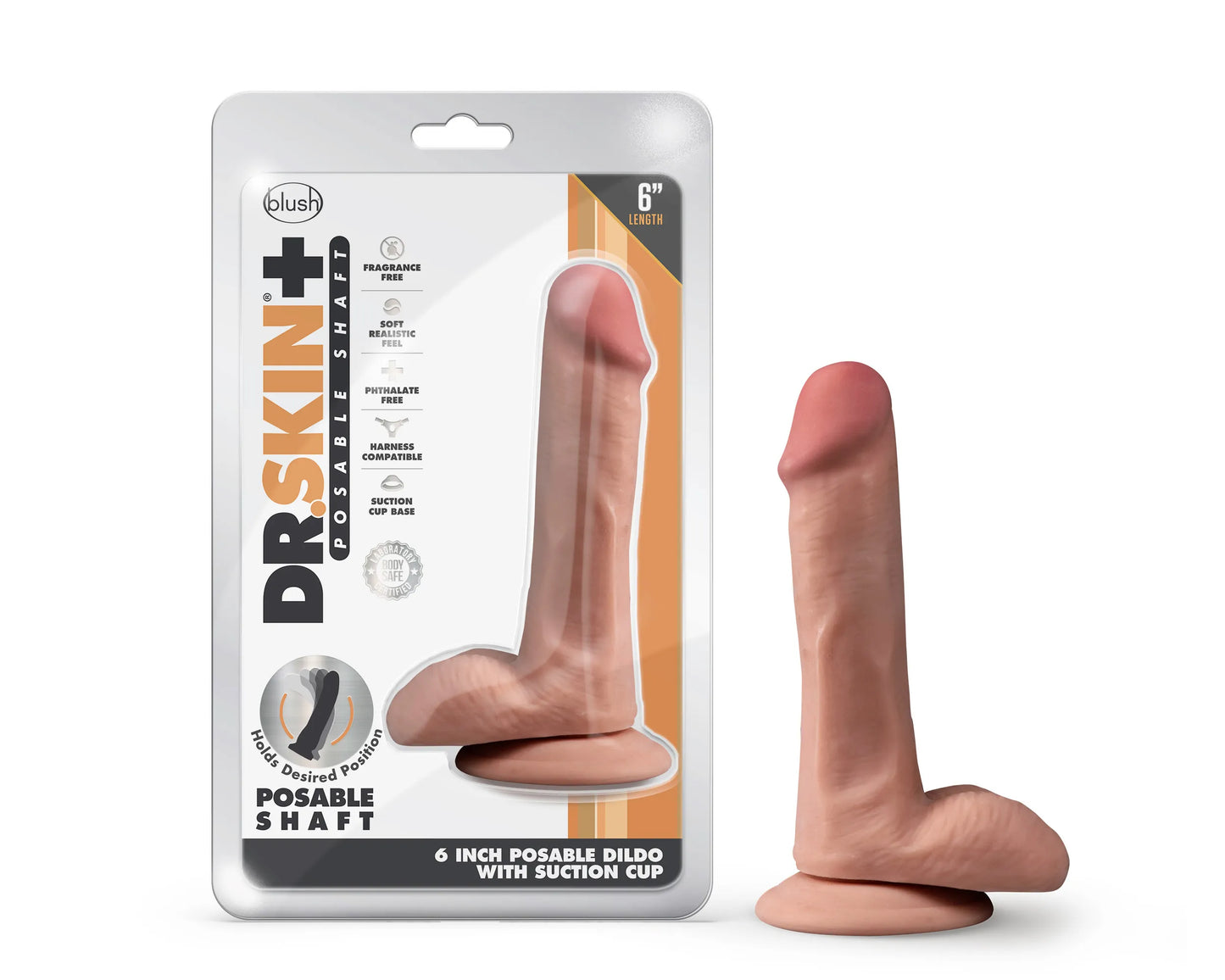 Dr. Skin Plus 6 Inch Posable Dildo with Balls