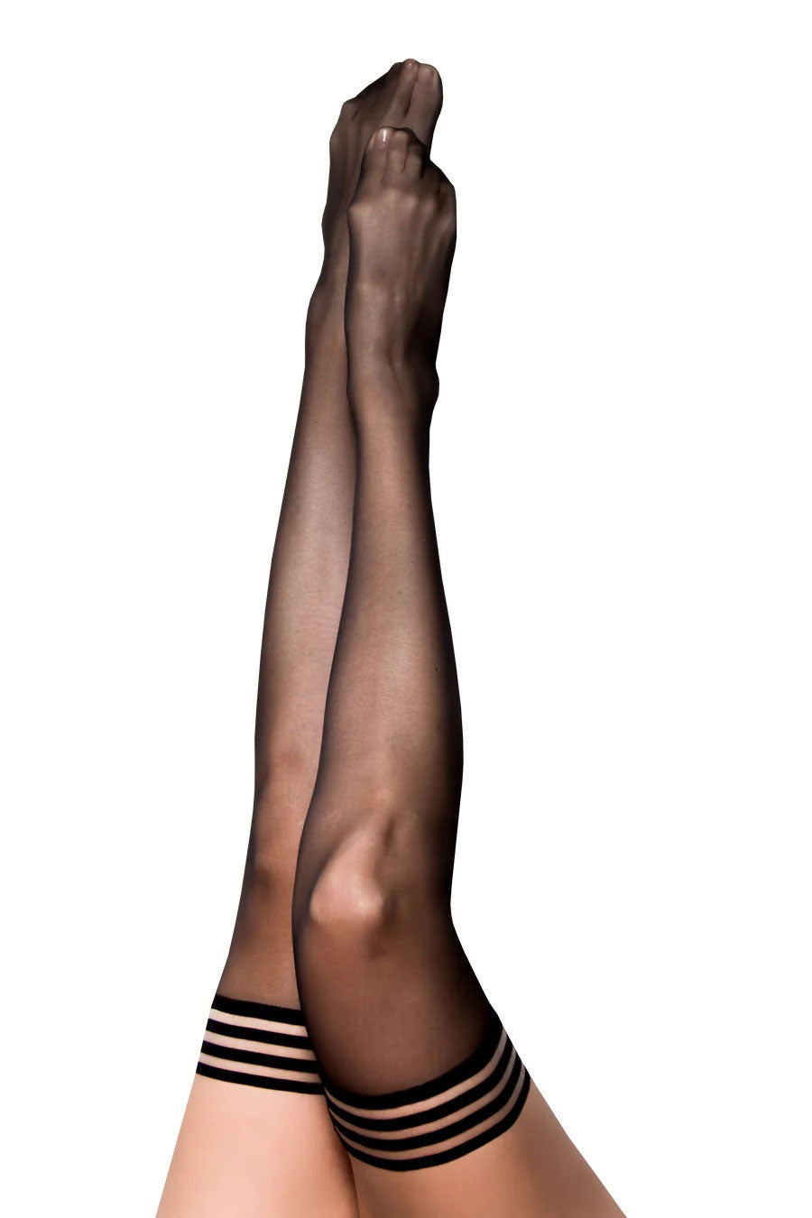 Kixies Taylor (Black) – Sheer Thigh Highs Size A