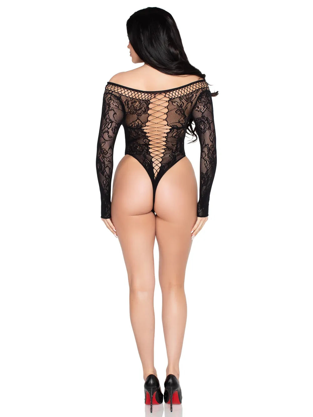 Net and Lace Crotchless Teddy (Black) – Lace Lingerie