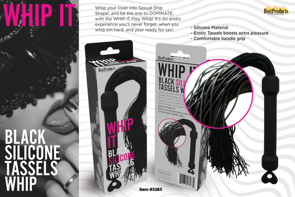 Whip It Play Whip – Silicone Tassel Whip with Comfortable Grip Erotic Accessory