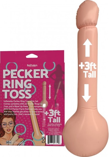Pecker Ring Toss – Inflatable Party Game Set with Six Plastic Rings