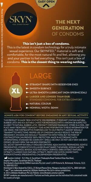 Skyn Large – Extra Comfort Polyisoprene Condoms 56mm 10 Pack