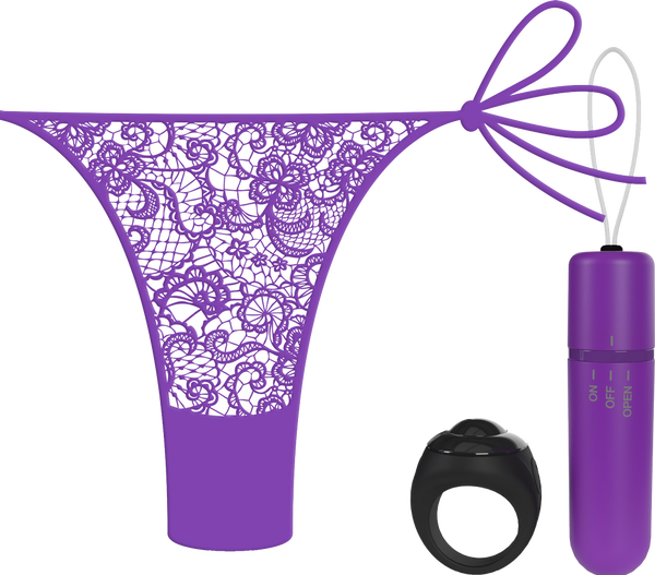 Vibrating Panty Set W/ Remote Ring 4t High Pitch Treble (Grape)