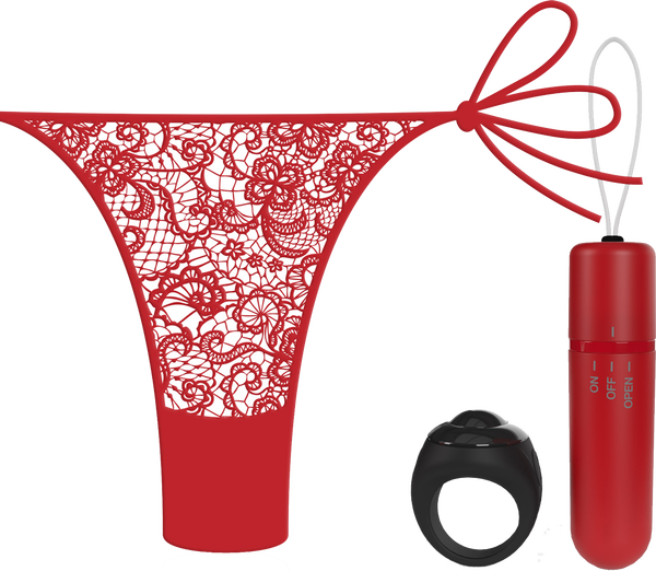 Vibrating Panty Set W/ Remote Ring 4t High Pitch Treble (Red)