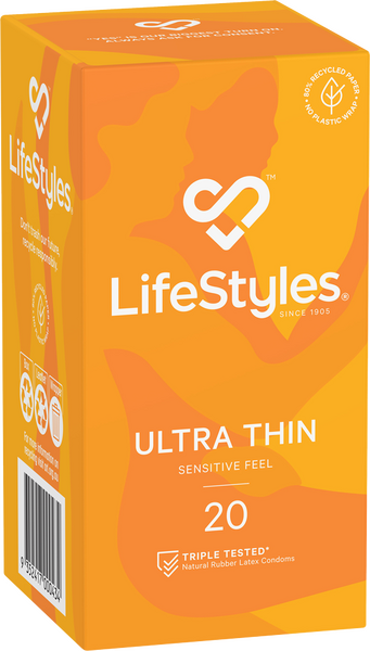 LifeStyles Ultra Thin – Micro-Thin Lubricated Condoms 53mm 20 Pack