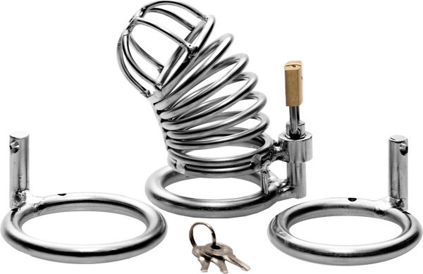 The Jail House Chastity Device – Male Locking Cage Chastity Device with Three Ring Sizes