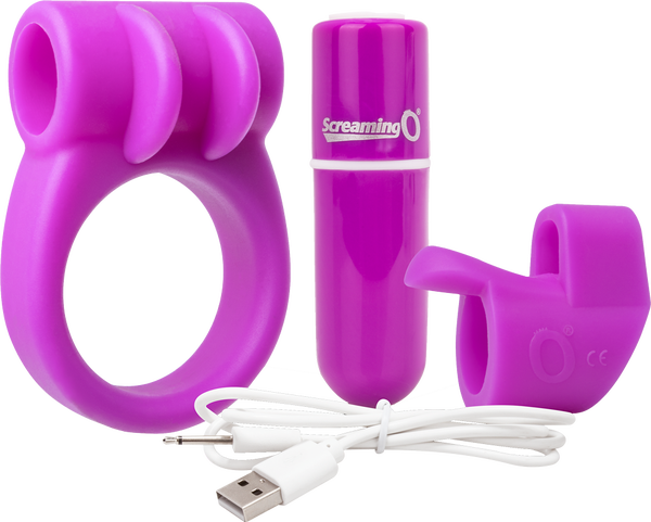 Charged Combo Kit 1 – Body-Safe Silicone Cock Ring and Fingertip Sleeve Kit