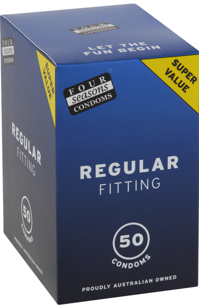 Four Seasons Regular Condoms – 54mm Lubricated Condoms 50 Pack