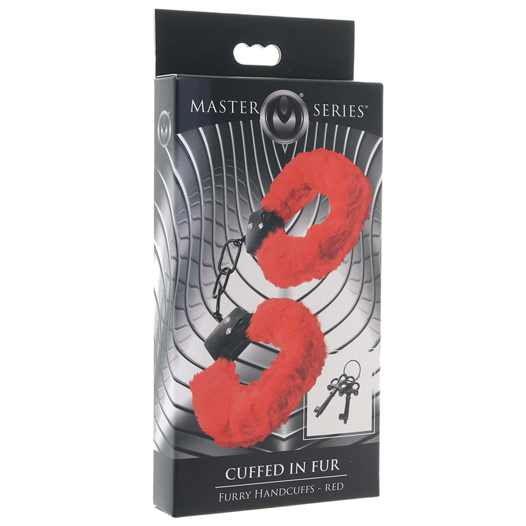 Master Series Cuffed in Fur Wrist Cuffs in Red Bondage and Fetish > Wrist and Ankle Cuffs