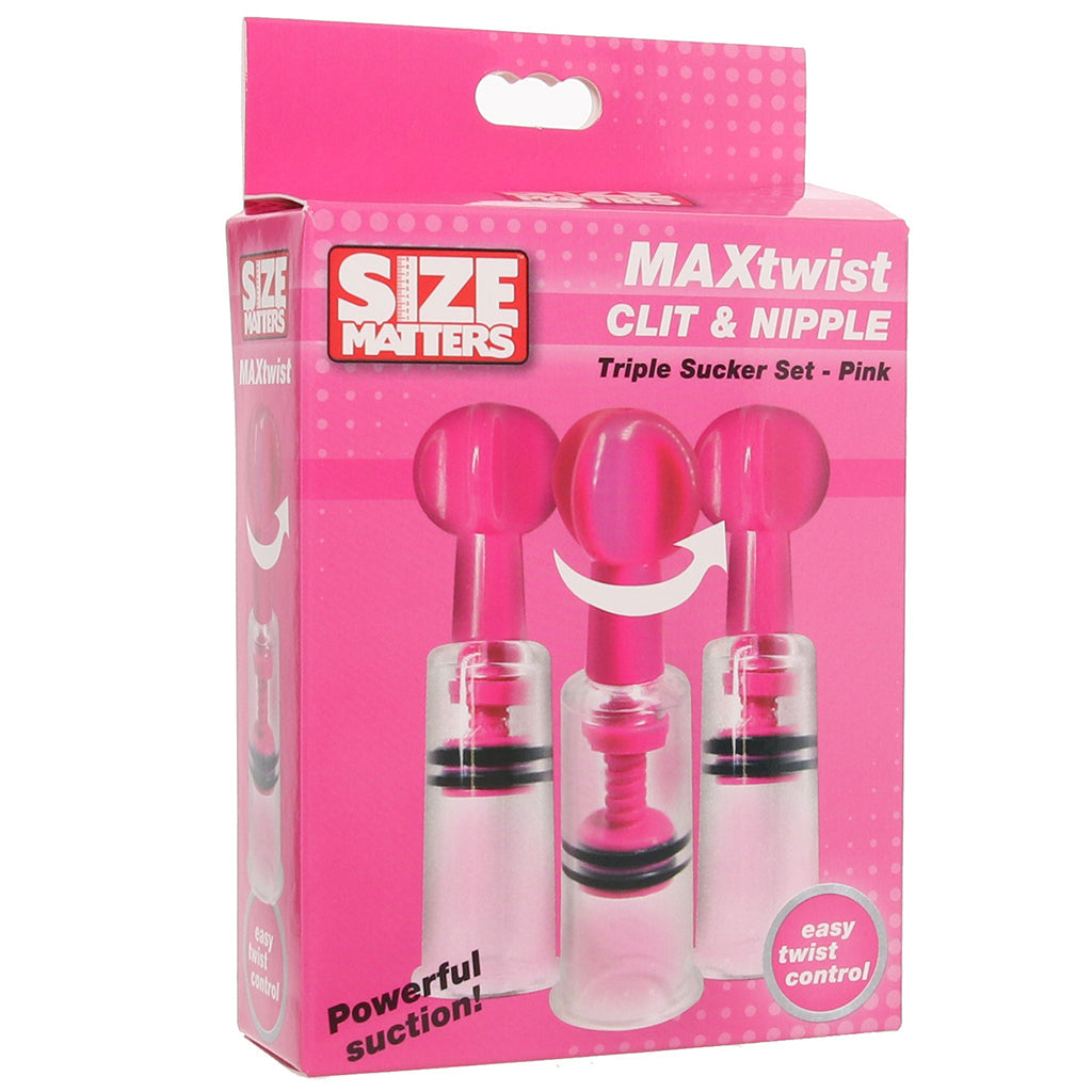 Size Matters MAXtwist Clit & Nipple Sucker Set in Pink Bondage and Fetish > Nipple Stimulators & Clamps