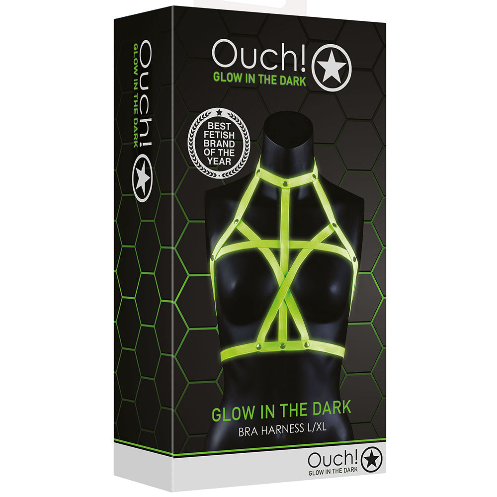 Ouch! Glow In The Dark Bra Harness /XL Bondage and Fetish > Men's Bondage Wear