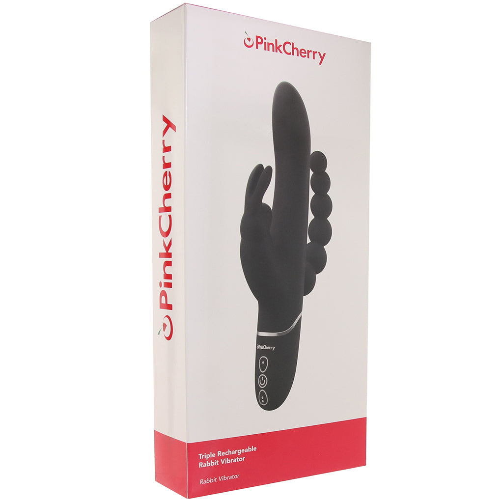 PinkCherry Triple Rabbit Vibe in Black Vibrators > Rabbit Vibrators