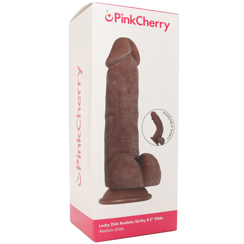 PinkCherry Lucky Dick Real Girthy 8.5 Inch Dildo in Dark Dildo Sex Toys > Realistic Dildos