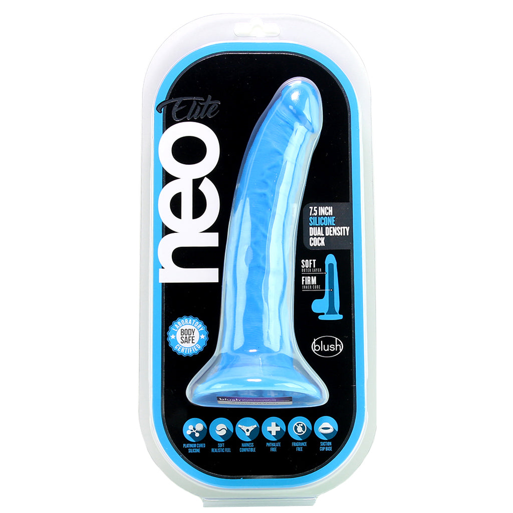 Neo Elite 7.5 Inch Dual Density Silicone Cock in Blue Dildo Sex Toys > Realistic Dildos