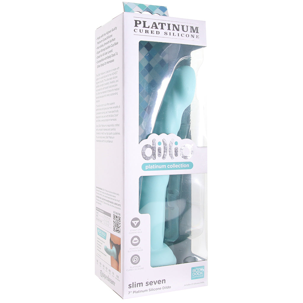 Dillio Platinum Slim Seven Dildo in Teal Dildo Sex Toys > G-Spot Dildos