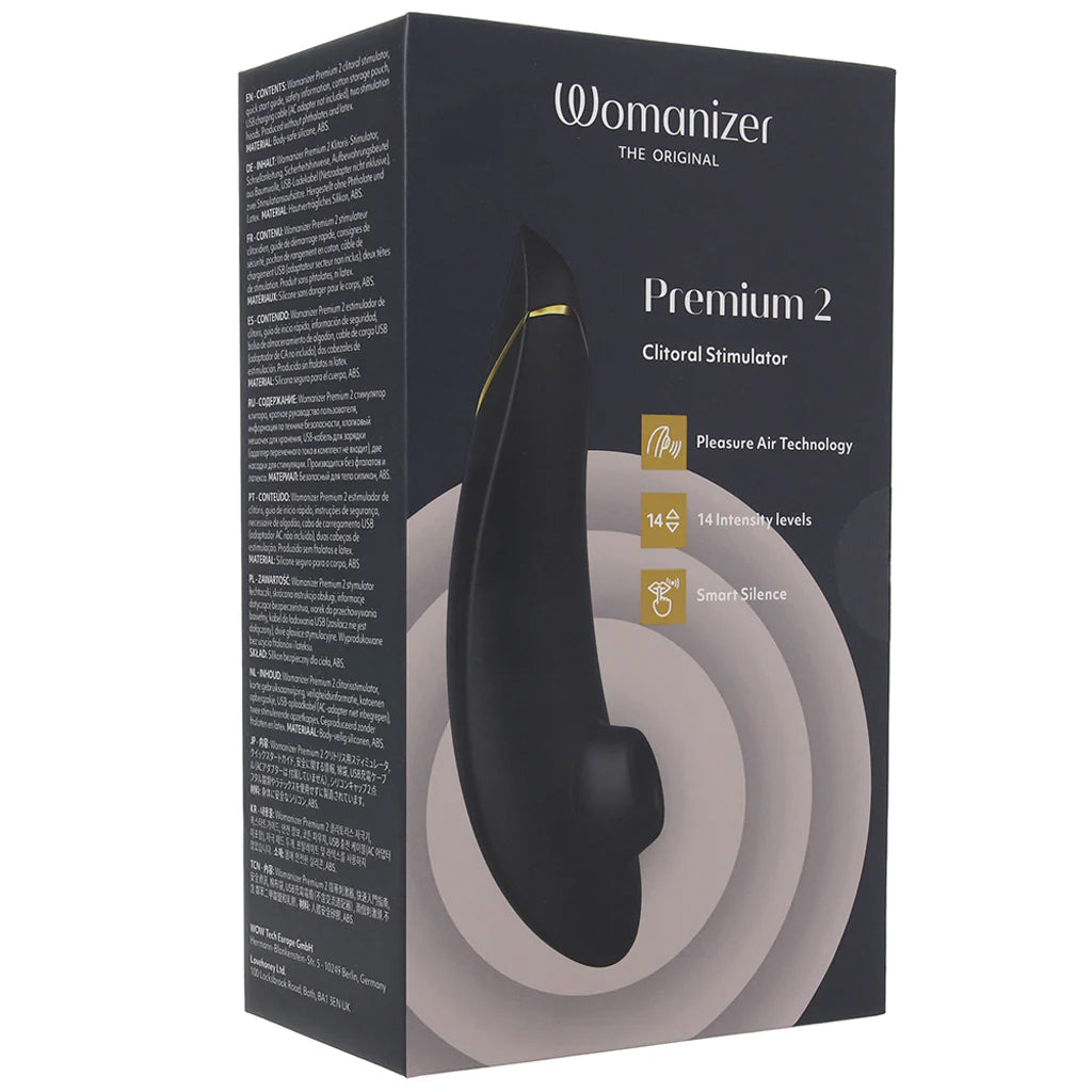 Womanizer Premium 2 Pleasure Air Stimulator in Black Vibrators > Clitoral Stimulators