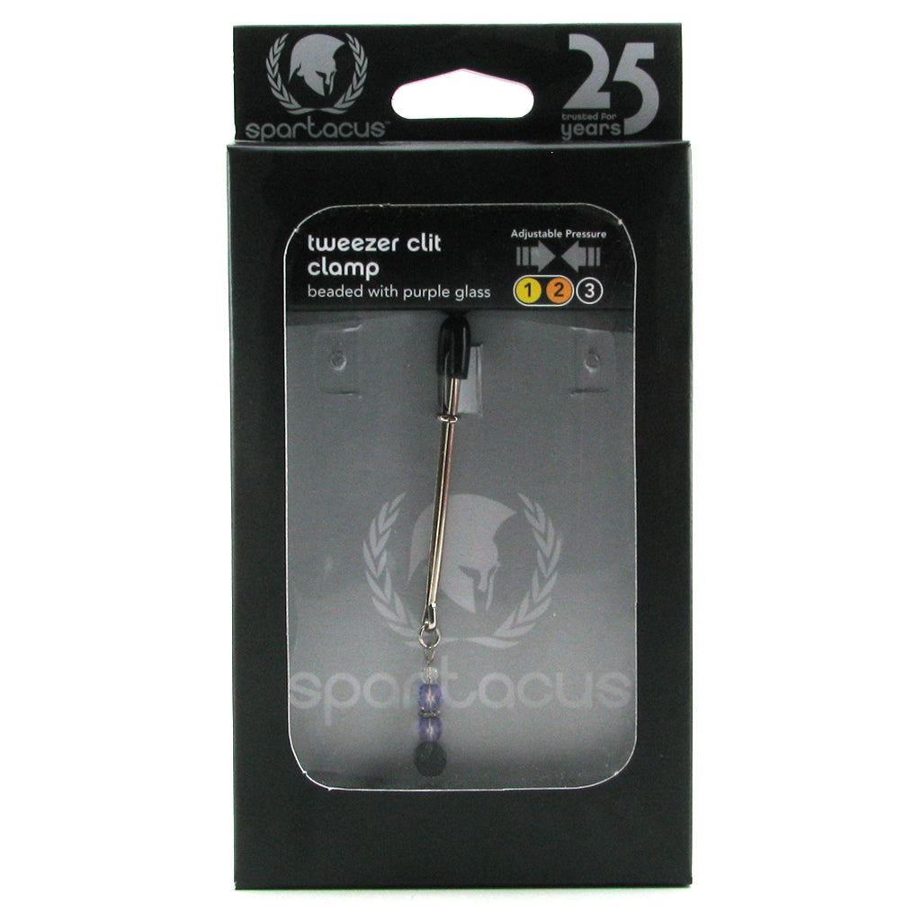 Tweezer Clit Clamp with Purple Beads Bondage and Fetish > Nipple Stimulators & Clamps