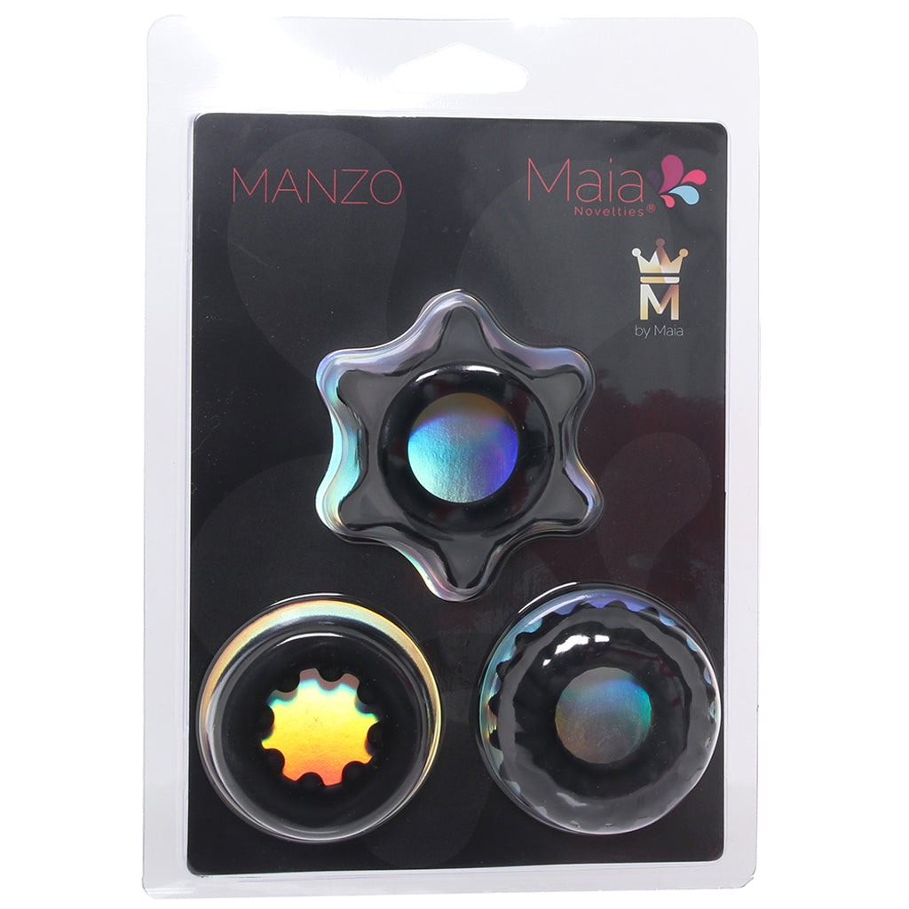 Manzo Liquid Silicone Ring Set in Black Cock Rings