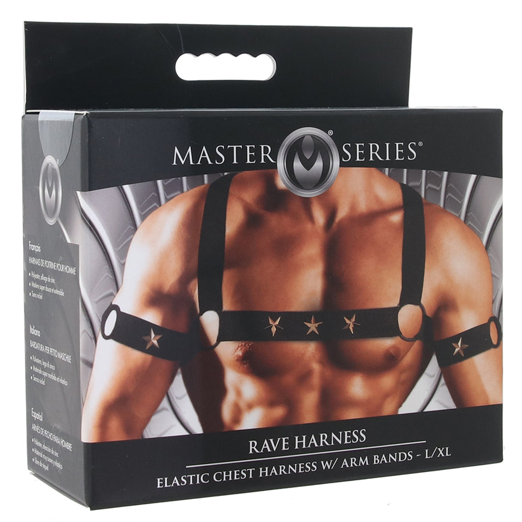Master Series Rave Harness Elastic Chest Harness /XL Bondage and Fetish > Men's Bondage Wear