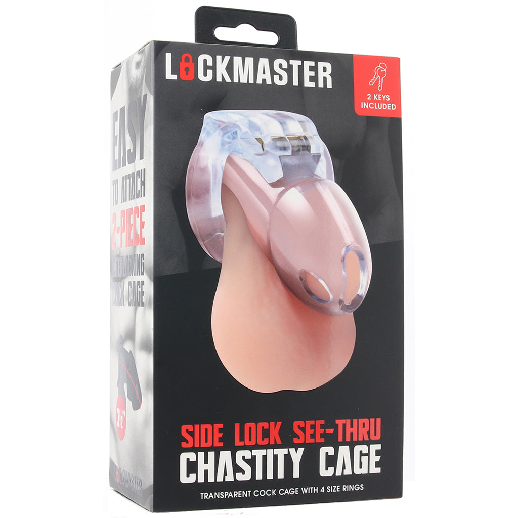 Lockmaster 3.5 Inch See-Thru Side Lock Chastity Cage Bondage and Fetish > Cock and Ball Devices