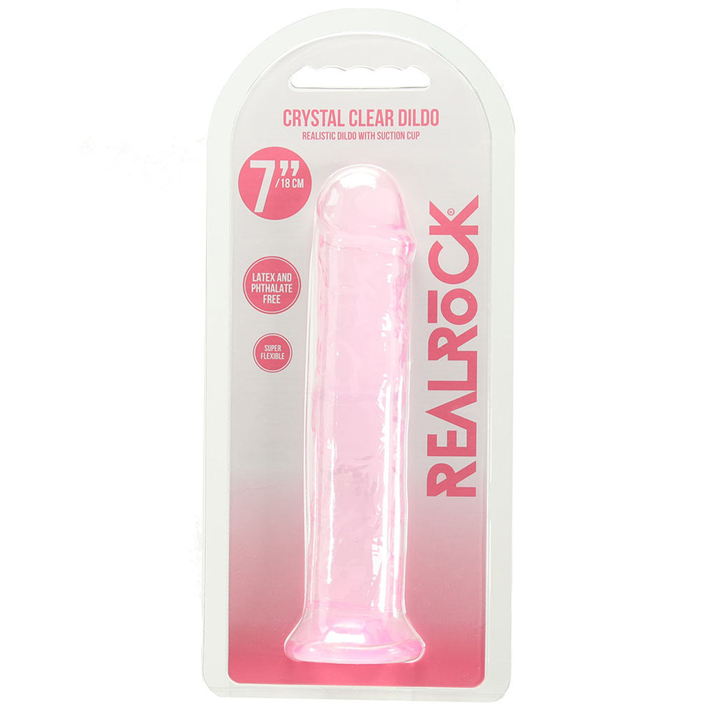 RealRock Crystal Clear Jelly 7 Inch Dildo in Pink Dildo Sex Toys > Realistic Dildos