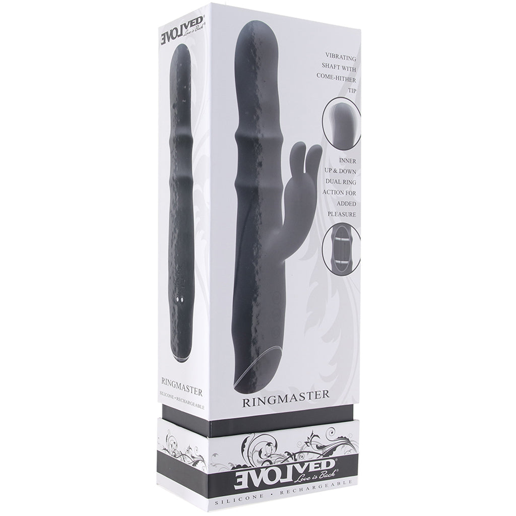 Ringmaster Sliding Rabbit Vibe in Black Vibrators > Rabbit Vibrators