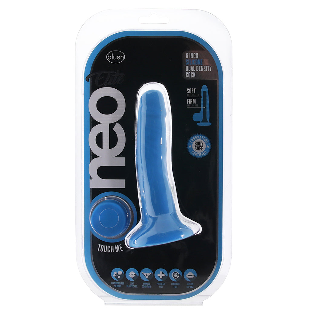 Neo Elite 6 Inch Silicone Dual Density Cock in Blue Dildo Sex Toys > Realistic Dildos